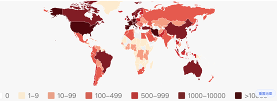全球确诊疫情地图(图源:丁香医生)