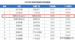 2月销量统计，特斯拉Model 3比大众朗逸还高？