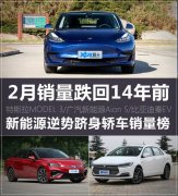 2月销量跌回14年前 新能源逆势跻身综合轿车销量榜
