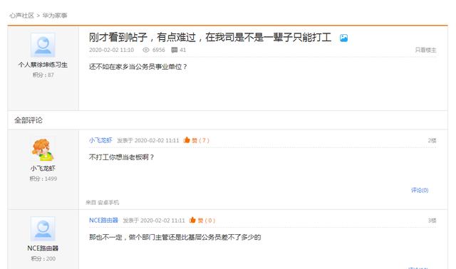 华为员工哀叹：在华为一辈子只能打工，还不如在家乡当公务员？