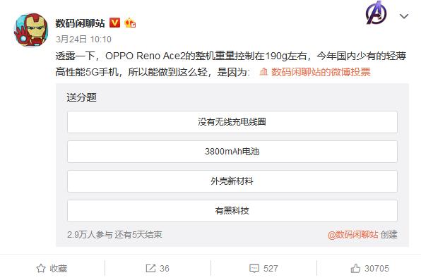 圆形四摄+65W快充，OPPO Reno Ace2四月发布确定