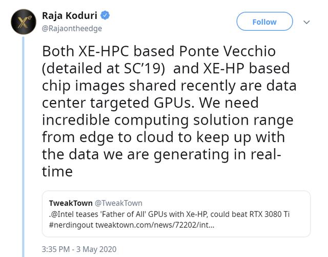 Intel官方展示神秘芯片：实为Xe-HP GPU，并不面向玩家