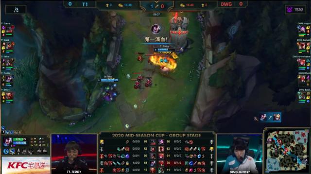 T1乱了！中韩季中赛T1手握巨大优势惨遭DWG翻盘，凯南天雷轰炸