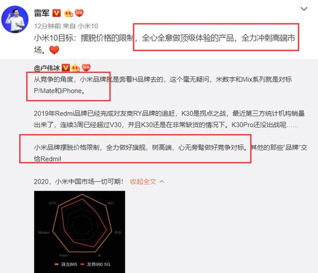 雷军正式官宣小米10目标 米粉看了开心至极