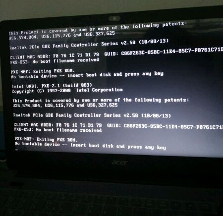 开机黑屏显示This Product is covered by one or more of the fo