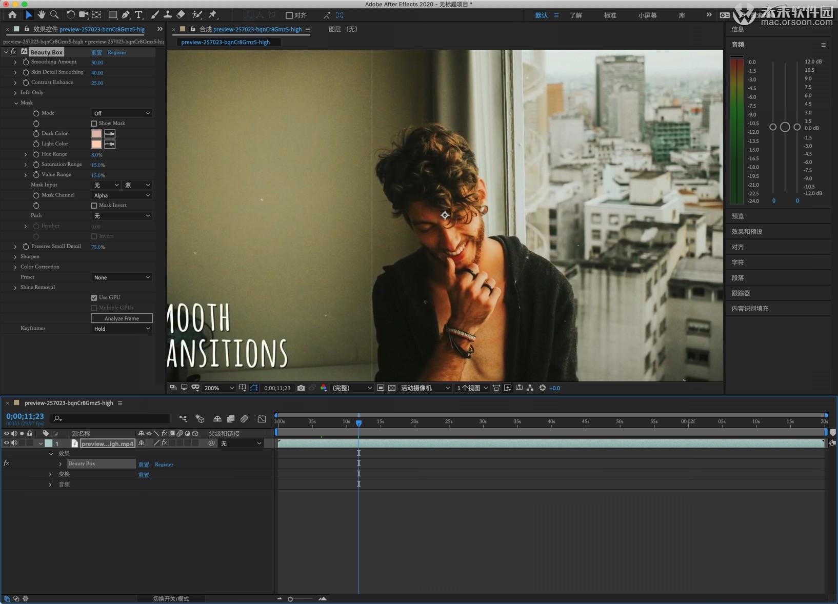 AE磨皮美容插件：beauty box(支持ae2020)