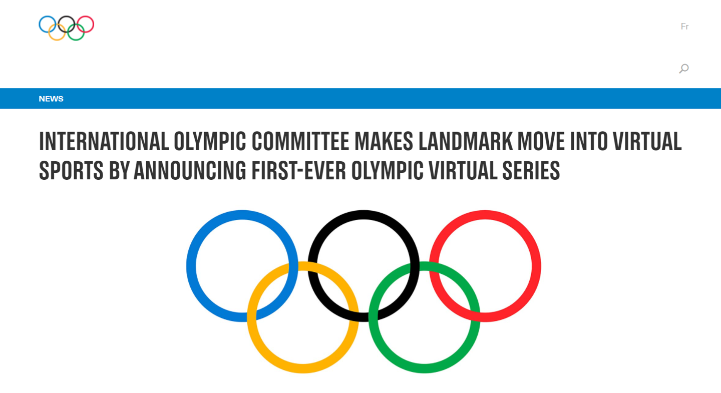 国际奥委会宣布联合游戏厂商,共同举办首届虚拟奥运会