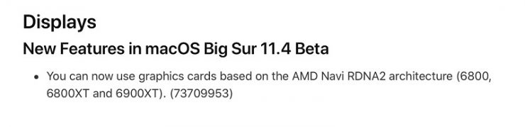 支持 AMD RDNA2 显卡,苹果 macOS Big Sur 11.4 开发者预览版 / 公测版 Beta 2 发布