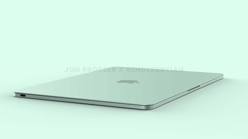重大设计变更,苹果新一代七彩 MacBook Air 渲染图曝光:白色键盘 + 触控板变小
