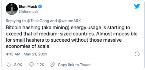 马斯克:对比特币“矿场”进行审计可能会缓解环境和能源问题