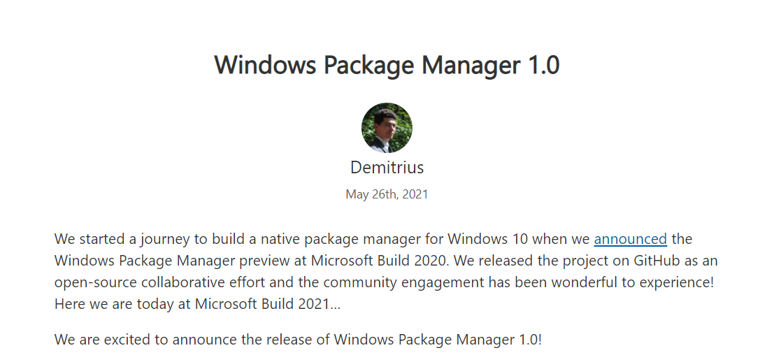 微软 Windows 软件包管理器 winget 1.0 正式发布