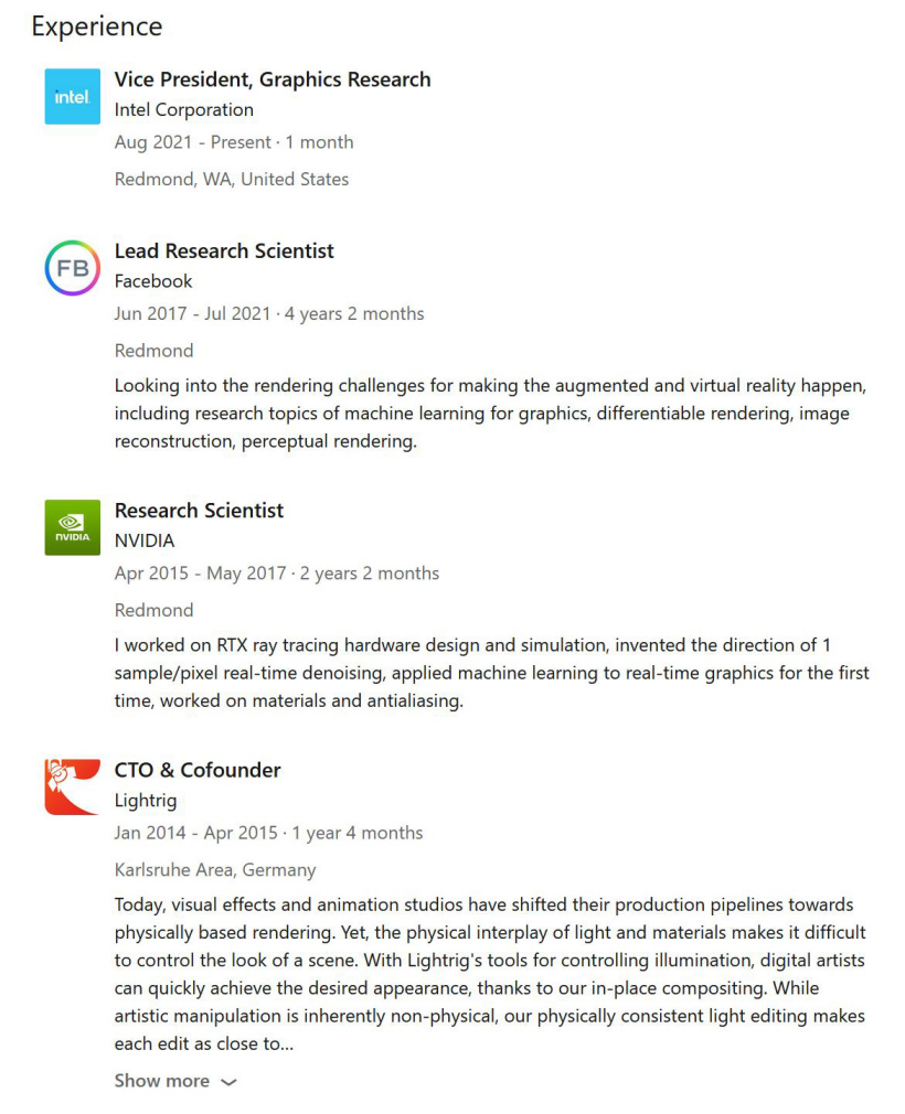 英特尔招到图形技术大神,曾帮助英伟达开发 DLSS 技术