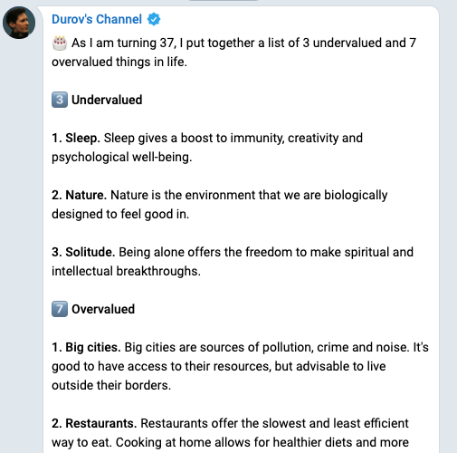 Telegram 创始人的十点人生忠告:别玩社交媒体,垃圾信息太多
