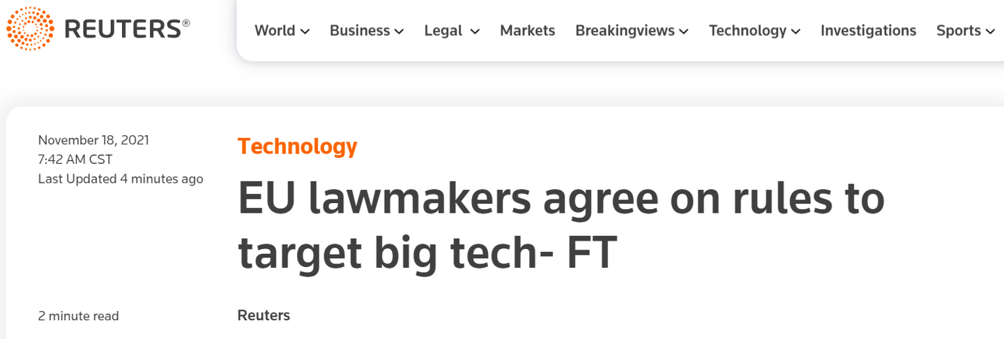 欧盟达成针对科技巨头的协议,苹果、微软、谷歌等在列