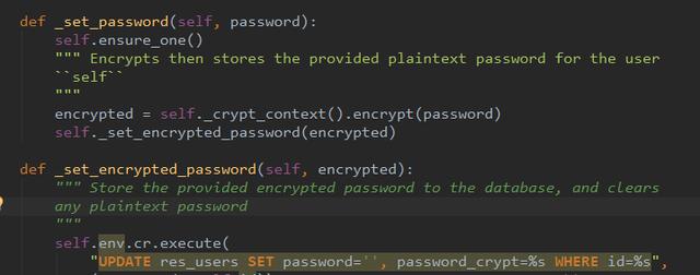 Python(odoo框架密码修改，作者项目开发中真实案例)