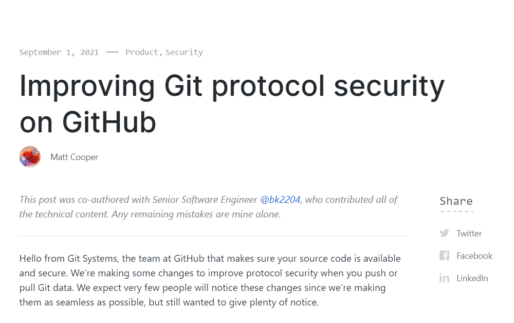 GitHub:未加密的 Git 协议即将成为历史
